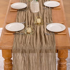 MLMW 4 Pack Fall Table Runner Boho Nude Brown Cheesecloth Table Runner Autumn Gauze Rustic Tan Cheese Cloth 160 inch 13.3ft for Thanksgiving Wedding Party Baby Bridal Shower Birthday