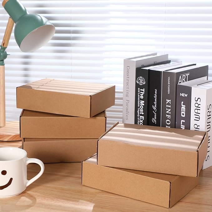 Qilery 200 Pcs Shipping Boxes Cardboard Gift Corrugated Cardboard Brown Boxes Mailer Packaging for Mailing Small Business Present (9 x 6 x 2 Inch)