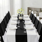 SHEJIZE 20 Pack Black Satin Table Runner 12x108 Inches Long, Bright Silky Smooth Satin Table Runner Table Decor for Wedding Banquet Christmas Prom Event Birthday Party