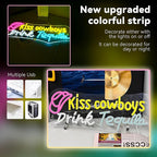 Kiss Cowboy Drink Tequila Neon Sign Bar Led Neon Light Save Water Drink Tequila Neon Signs For Wall Decor Home Beer Bar Club Man Cave Party Decorations Gifts