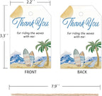 50pcs Surfing Thank You Tags, The Big One Surf Up Favor Tags for Summer Beach Themed Birthday and Baby Shower Party Gift Wrapping Decoration (Surf)