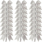 36pcs 4-1/2" Metallic Silver Bows with Twist Ties for Gift Wrapping Packing Christmas Decoration (4.5",Silver)