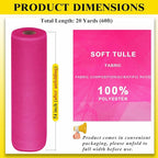 54" by 20 Yards Hot Pink Tulle Fabric Rolls - Tutu Spool Bolt for DIY Wedding Decoration, Baby Shower Tutu Skirt, Gift Wrapping - Large Matte Tulle, Roll Packaging (Fuchsia)