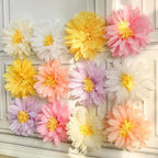 12 Pcs Daisy Tissue Paper Pom Poms Party Decorations Colorful Tissue Flowers Spring Party Decoration Paper Flowers Decorations for Wall Backdrop Garden Wedding Decor