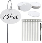 Temlum Plant Labels with Marker Pen, 25 Pcs Plant Garden Markers Garden Label Stakes Plant Sign Tags for Outdoor Plants, Flowers, Herbs, Seed (White)