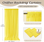 10ft x 10ft Yellow Backdrop Curtain Drapes, Wrinkle-Free Sheer Chiffon Fabric Photo Backgroud Panels for Wedding Arch Party Ceremony Stage Photography Decoration