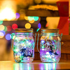 VOOKRY 12 Pack Solar Mason Jar Lights, 30 LED Mason Jar Lids Waterproof Firefly Fairy String Lights with 12 Hangers(No Jars), for Outdoor Patio Garden Yard Lawn Party Wedding Decoration - Multicolor