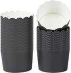 Panificio 10 Ounce Cupcake Wrappers, 200 Scalloped Baking Cups - Oven-Ready, Greaseproof, Black Paper Cupcake Liners, Disposable, For Birthdays, Baby Showers, Or Weddings - Restaurantware