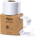 White Satin Ribbon 2.5 Inch Double-Faced Ribbons 25 Yards for Flower Bouquet Wrapping Paper Bows Gift Wedding Invitations Crafts