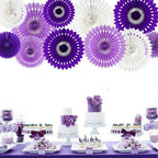 BEISHIDA Lavender Purple White Tissue Hanging Honeycomb Round Paper Fans Decoration Set for Birthday Baby Shower Bachelorette Wedding Photo Booth Backdrops Anniversary Paper Party Supplies（11 Packs）