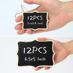 12 Pcs Mini Rectangle Chalkboard Label for Message Board Signs, Mini Wooden Chalkboards Signs, Small Hanging Blackboard Labels for Wedding Party Crafts Name Tags, 3.1x2.4 Inch