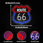 Route 66 Neon Sign, Route 66 Light up Sign Led Neon Light Signs for Wall Decor Party Decorations Home Bedroom Man Cave Birthday Christmas Gift Dimmable USB Powered(12.6" × 12.1")