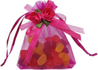 Ankirol 50pcs Sheer Organza Favor Bags For Wedding 3.8x4.8'' Gift Bags Samples Display Drawstring Rose Pouches (hot pink)
