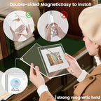 JOHOUSE 5 Pack 5 x 7 Acrylic Picture Frames, Double Sided Magnetic Photo Frames Self Standing Frameless Transparent for Desktop Display Gifts for Women
