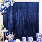 SquarePie Sequin Backdrop Not See Through Thick Background for Glitter Curtain Party 6FT x 8FT Navy Blue