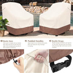 Outdoor Swivel Chair Cover 2 Pack,Outdoor Furniture Patio Chair Covers Waterproof Clearance,(33"W x 35"D x 38.5"H) Outdoor Lawn Patio Furniture Covers,Beige & Brown
