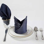 Cloth Napkins 17x17 inch Washable Polyester Dinner Napkins Soft Table Napkins for Wedding Party Dining Banquet(Navy,50PCS)