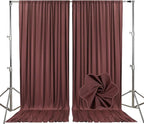 10ft x 10ft Red Brown Backdrop Curtains for Parties, Fabric Satin Background Curtain with Rod Pockets for Weddings, Birthday, Baby Shower, Photography, Graduation Party Backdrop Drapes, 2 Panels