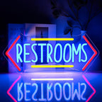 Restroom Neon Sign for Wall Decor, Toilet Led Signs for Bathroom, Unisex Bathroom Sign, USB Dimmable Neon Lights for Restrooms Shop Business Market Store Restaurant Bathroom Bar Hotels