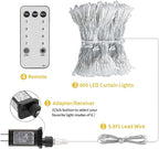 Brightown Window Curtain Lights, 600 Led 20 Feet Dimmable with Remote to Set 8 Lighting Modes and Timer, Fairy Led Lights for Bedroom Wall Wedding Decorate String Lights, Pure White, No Curtain