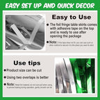 3 Pack 29 x108 Inch Silver Green Foil Fringe Table Skirts Metallic Banner for Tinsel Streamer Garland Backdrop for Parade Floats Mother's Day, Graduate, Birthday, Wedding Party Decoration