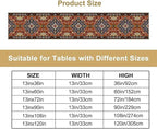 Vintage Boho Orange Table Runner, Country Rustic Farmhouse Magical Abstract Print Pattern for Home Kitchen Table Decor Dining Coffee Room Garden Party Decor 13x90in
