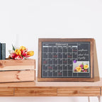 Magnetic Chalkboard Calendar for Wall Monthly Planner Board Wite Wood Frame Reusable Planning Blackboard for Record Daily Tasks List 12" x 16"