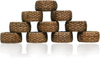 Decorative Cane Napkin Rings Set of 12 - Hand Woven Napkin Holders for Farmhouse, Rustic, Holiday, Wedding, Easter, Thanksgiving, Xmas, Boho & Fall Table Décor (Walnut) - CLEENTABLE