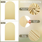 6.6FT Beige Arch Backdrop Cover - Polyester Fitted Wedding Arch Stand Covers Round Top Chiara Arch Backdrop Cover for Birthday Party Banquet Photo Background Decoration
