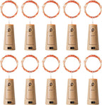 Aluan Orange Halloween Lights Wine Bottle Lights with Cork 10 Pack 20 LED Fall Table Decor for Home, Christmas Mini Fairy Lights Battery Operated Cork Lamp for Liquor Bottles Party Wedding Decoration