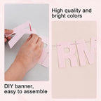 BEISHIDA 116 PCS Glitter Color Pink DIY Letter Banner Kit Make Your Own Banner，Including 111 Letters and Numbers 3 Rope and 4 Threading Device,Customized for Birthday Graduation Wedding Party Decor
