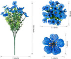HyeFlora Artificial Flowers for Outdoor Indoor Garden Home Decoration, Faux Flower Daisy with Eucalyptus Leaves Fake Plants Greenery Boxwood Porch Patio, 12 Bundles (Blue)