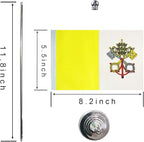 GentleGirl.USA Vatican Table Flag, Stick Small Mini Vatican Flag Office Table Flag on Stand with Stand Base, International Festival Decoration,Vatican Theme Party Decoration,Home Desk Decoration