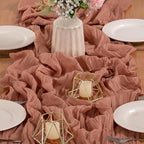 MLMW Dusty Rose Table Runner Cheesecloth Boho Gauze Rustic Cheese Cloth Table Runner 160 inch Sheer 13.3ft for Wedding Party Baby Bridal Shower Birthday