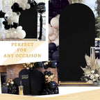 Black Arch Backdrop Cover 2.2ft x 5ft Fitted Spandex Arch Cover Balloon Arch Backdrop Fabric for Wedding Party Stage Decoations
