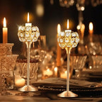 Crystal Candle Holders Set of 16 for Wedding Centerpieces Gold Or Silver Candle Holders Bulk Decorative Tealight Candle Holder for Wedding, Party,Table Centerpieces Decoration (Golden, 2 Sets(6 Pcs))