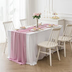 6Pack 9ft Chiffon Table Runner 14x108 Inch Sheer Romantic Table Runner for Wedding Birthday Party Bridal Shower Outdoor Decoration-Dusty Pink