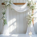 Wedding Arch Draping Fabric,2 Panel 28" x 19Ft White Arch Drapery Sheer Backdrop Curtain for Wedding Ceremony Party Ceiling Decor