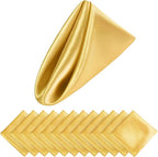 Aneco 12 Pieces Satin Napkin Square 20 x 20 Inches Dinner Napkins Weddings Party Napkin Soft Table Napkins for Romantic Weddings Party Dinner Decoration (Gold)