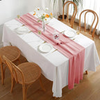 2 Pack 10 Ft Chiffon Table Runner Blush Pink Gauze Long Table Runners 27x120 Inches Sheer Tulle Table Runner for Rustic Wedding Reception Bridal Shower Decorations Birthday Party