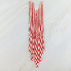 YAOSHENG Premium Disposable Waves Striped Drinking Paper Straws, Pack 100 Red Waves Paper Straws for Cocktail Party Supplies,Birthday,Bridal/Baby Shower,Juice,Shakes (Red Waves)