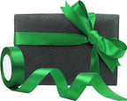 Green Solid Satin Ribbon 1 Inch 25 Yards Solid Polyester Fabric Ribbon for Gift Wrapping Wedding Christmas Baby Shower Birthday Party Decoration Handmade Immortal Flower Craft