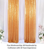 ShinyBeauty Sparkle Backdrop Curtain Gold 2 Panels Set Sequin Photo Backdrop 2FTx8FT Sequin Backdrop Curtain Pack of 2-1220S