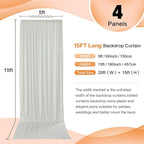 20ft x 15ft Ivory Wrinkle Free Backdrop Curtains for Parties,Silky Polyester Fabric Wedding Ceiling Drapes, 4 Panels 15ft Photo Back Drop Drapes for Baby Shower Photography Stage Background Cloth