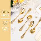 75PCS Gold Plastic Spoons - Gold Spoons Disposable - 8.1 Inch Heavy Duty Plastic Silverware - Heavyweight Elegant Disposable Utensils for Catering, Parties, Dinners, Weddings