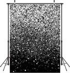 WOLADA Black and Silver Backdrop Silver Glitter Backdrop for Photography Wedding Birthday Baby Shower Party Photo Studio 5x7FT FW18