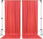 AK TRADING CO. 10 feet x 8 feet IFR Polyester Backdrop Drapes Curtains Panels with Rod Pockets - Wedding Ceremony Party Home Window Decorations - Coral