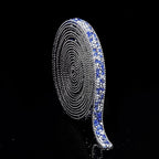 Self Adhesive Rhinestone Ribbon Diamond Ribbon Sticker Crystal Roll Glitter Bling Rhinestones Tape for Crafting DIY Art Decoration (Silver and Blue, 0.4 Inches*3 Yards)