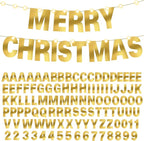 TaoBary 112 Pcs DIY Letter Kit Glitter Customizable Banner Letters Include 107 Letters and Numbers 3 Rope and 2 Needles for Birthday Halloween Christmas Wedding Valentine Party Decor(Bright Gold)