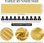 SHEJIZE 10 Pack Light Gold Satin Table Runner 12x108 Inches Long, Bright Silky Smooth Satin Table Runner Table Decor for Wedding Banquet Christmas Prom Event Birthday Party